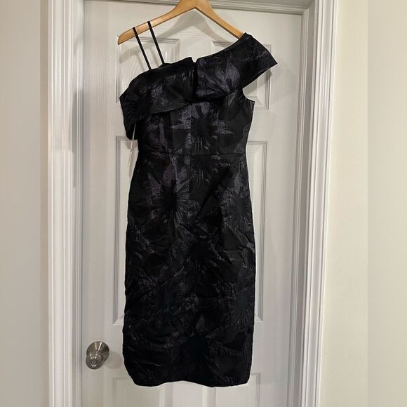 Aidan Mattox Black Jacquard Off Shoulder Dress size 4 NWT - Picture 6 of 11